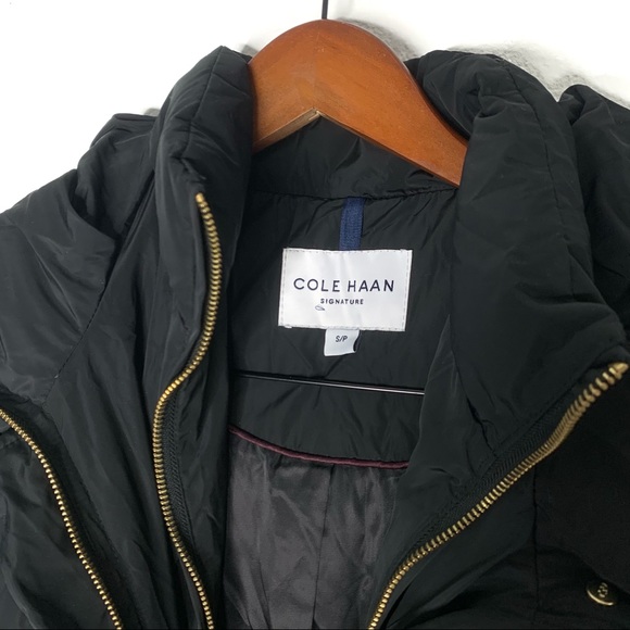 COLE HAAN Signature Long Quilted Black Jacket - Picture 4 of 9